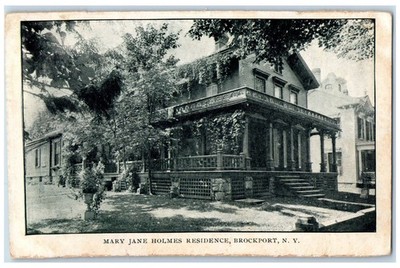 1910 Mary Jane Holmes Residence House Brockport New York NY Antique Postcard
