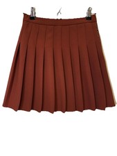 New Sz Small    Short Pleated Skirt Women Red Brown Length 16.5  