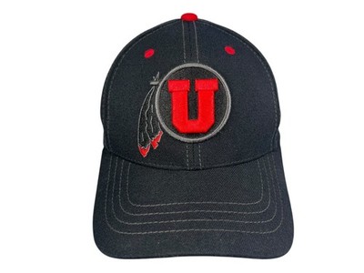 UTAH UTES Black/Red COLLEGE BASEBALL HAT Football Team Gym Fan Flex Fit MEDIUM