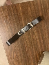 Leather Cowboy Hat Band, Black, Smooth, Silver Buckle, 1" Wide