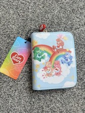 SHEIN Care Bears Zip-Around Wallet Faux Leather Blue Cloud Print