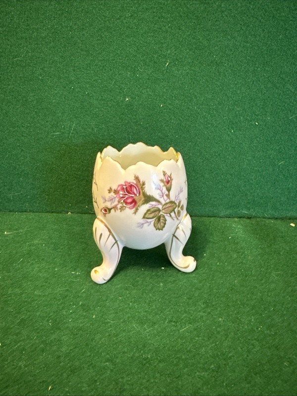 Vintage 1950s Porcelain Egg Shaped Footed Vase planter Napco Hand painted