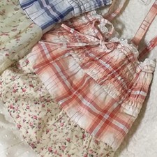 Japanese Vintage Mori Girl Two-Way Dress Skirt with Floral  Check Pattern