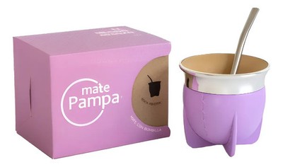 Mate Pampa Tradicional Lila Boca Abierta + Bombilla