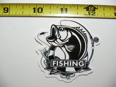 ROD REEL FISHING HOOK FISHING SMALL STICKER DECAL FUN SPORT FUNNY