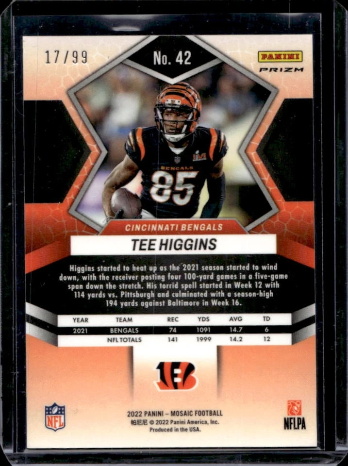 2022 Mosaic Tee Higgins Blue #17/99 Bengals - Image 2 of 2