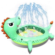 Kids Inflatable Dinosaur Splash Pad Sprinkler Pool 77" Outdoor Water Toy - New