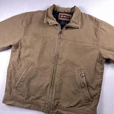 DRI DUCK Jacket Mens XL Brown Canvas Workwear Bomber Flannel Lined Blanket Chore