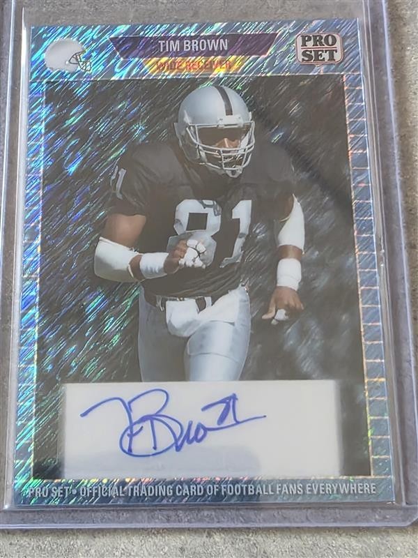 2024 Leaf Pro Set Tim Brown autographed blue shimmer 4/20 89A-TB4