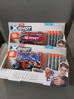 2 x Zuru X-Shot Skins Air Pocket 8 x Manace Shot Blaster 80ft/24m Neu Versiegelt