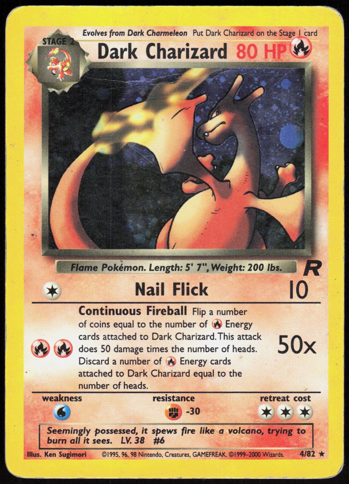 Dark Charizard - 4/82 - Pokemon Team Rocket Unlimited Holo Rare Card WOTC HP