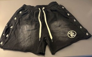 Black Hellstar Snap Sweat Shorts Made With Heavy fleece