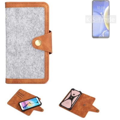 Filzhülle für HTC Wildfire E Plus Handy-Tasche hellgrau