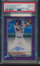 PSA 10 CARSON BENGE AUTO 1st 2024 Bowman Chrome PURPLE REFRACTOR/250 RC GEM MINT