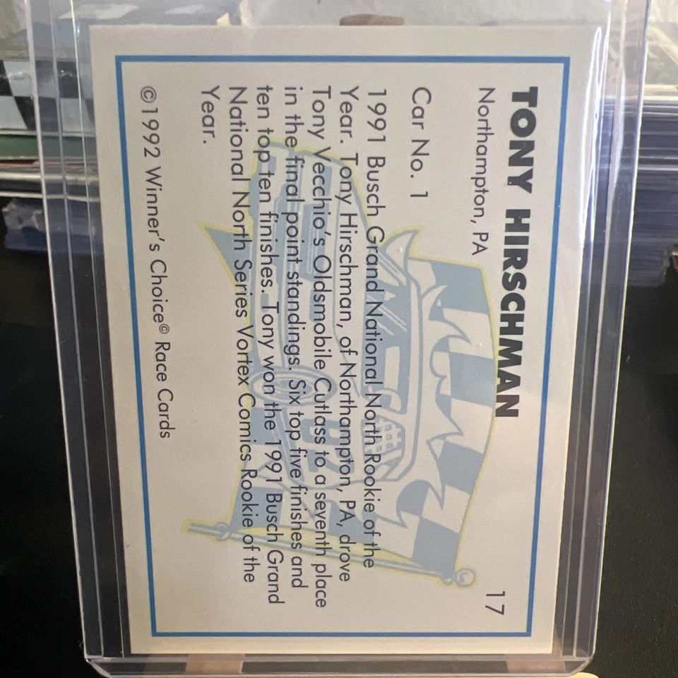 1992 Winners Choice Tony Hirschman Cards Set Of 3 ROY / Points Finish / Car - Image 2 of 4