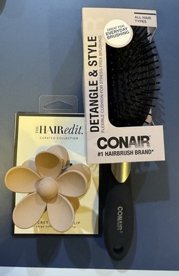New Conair Hairbrush With Hair Edit Secret Garden Hair Clip