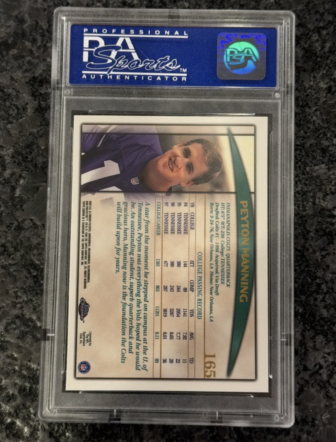 PSA 10 🔥 1998 Topps Chrome Peyton Manning RC PSA 10 Lower Serial # Slab Colts! view 2