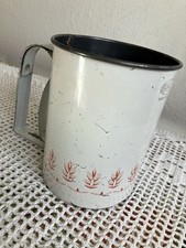 VINTAGE Androck Hand Operated Flour Sifter 3 Cup White Red Pink Leaf Pattern USA