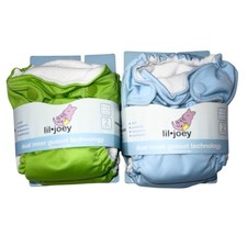 Lil Joey Cloth Diaper 2 Pack Newborn/Preemie Green  Blue Reusable AIO