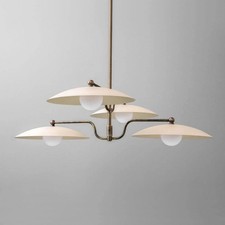 Mid-Century Modern Brass Chandelier Italian T...
