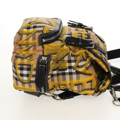 BURBERRY Nova Check Graffiti Backpack Canvas Beige Auth 154919V | eBay