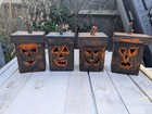 Halloween Lanterns Handmade Wooden Light Up Pumpkin Lantern Indoor Outdoor UK
