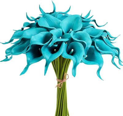 Calla Lilie Künstlich Blumen Türkisblau Lilien Kunstblumen Blume Brautstrauß für