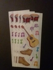 Creative Memories  Lot of Four Studio Stickers  2" x 5" Drums And Guitars