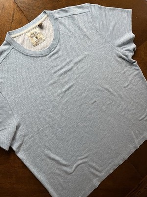 Tasso Elba Island Sun Protect Heathered Micro Stripe Shirt Mens XXL Lt Blue