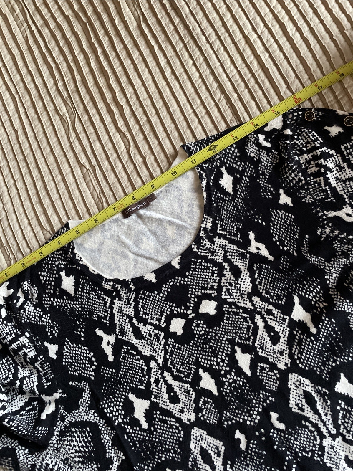 McLaughlin Black White Snakeskin Python Stretchy … - image 8