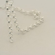 925 Sterling Silver Belcher Rolo Chain Half-Round Wire 4mm - 1 Foot