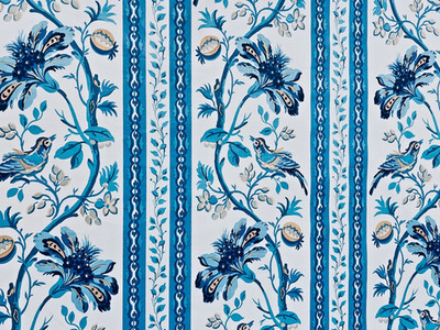 Paris Brunschwig & Fils Le Lac Border Fabric - Blue White Aqua