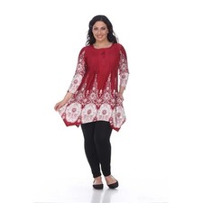 White Mark PS1326-42-3XL Womens Plus Size Dulce Tunic Top Burgundy  White -...