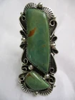 Vintage Navajo Sterling. Silver~Green Turquoise~Signed "LC" STERLING Size 8.5-9