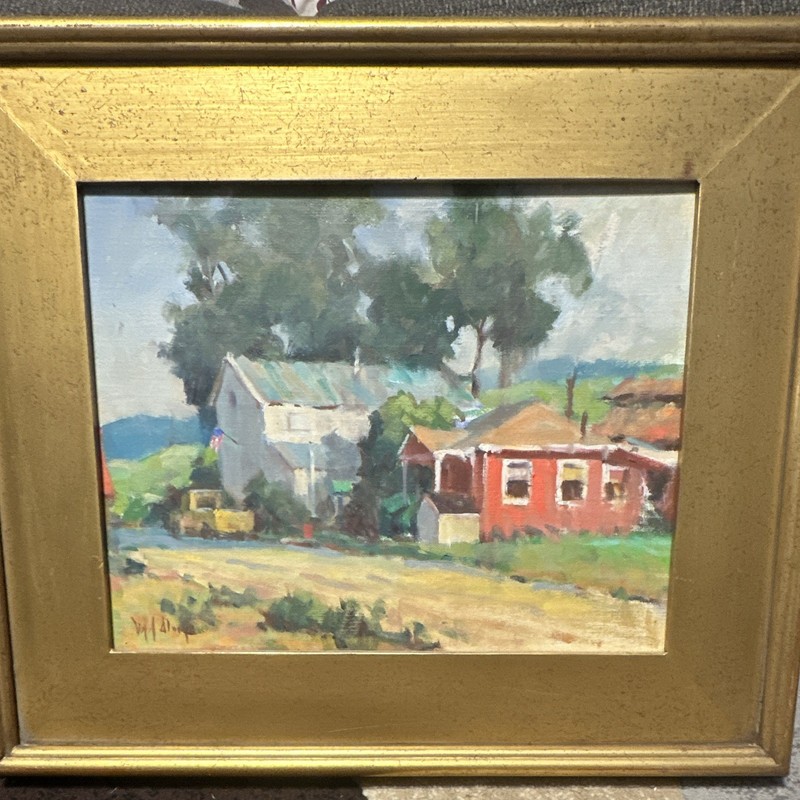 Mike Alonzo Country Town Oil on Canvas Framed Signed 11x14 2008