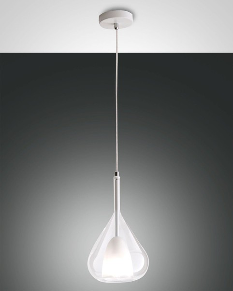 Pendelleuchte Wohnzimmer Weiß Glas Metall Ø20 Cm E27 Rund HäNgelampe KüChe-image