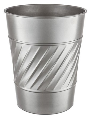 Monarch Abode Pewter Handcrafted Wave Embossed Metal Wastebasket for Home Off...