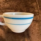 2 Vintage Pyrex Coffee Cups By Corning - White And Blue