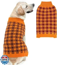 PUPTECK Dog Sweaters for Large Medium Small Dogs - Fall Classic Plaid Style P