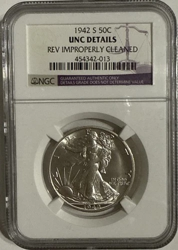 1942-S NGC UNC Detail Walking Liberty Half Dollar Great Eye Appeal (MS63-64)