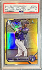 Yanquiel Fernandez 2022 Bowman Chrome 1st Yellow Orange Vapor /75 | PSA 10
