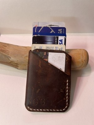 Leather Card Holder, Handmade Card Sleeve, Minimalist Leather Wallet, 5-7 Cards