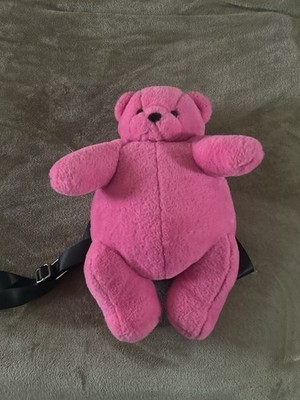 Vintage Mango Teddy Bear Plush Backpack Zipper Bag Y2k RARE  PINK FUSHIA, Cute!