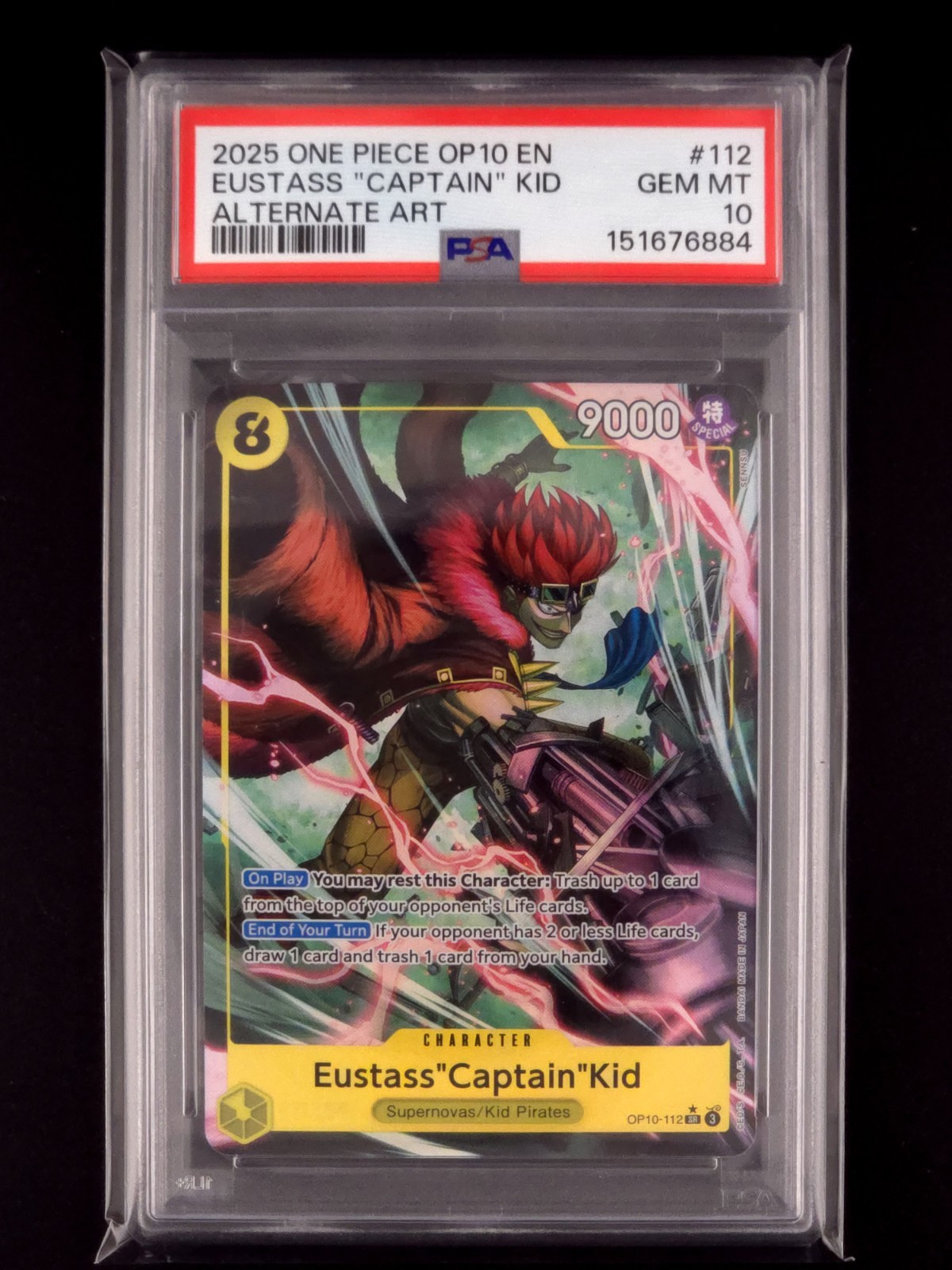 2025 One Piece Royal Blood Eustass Captain Kid Alt Art #OP10-112 PSA 10 GEM MINT