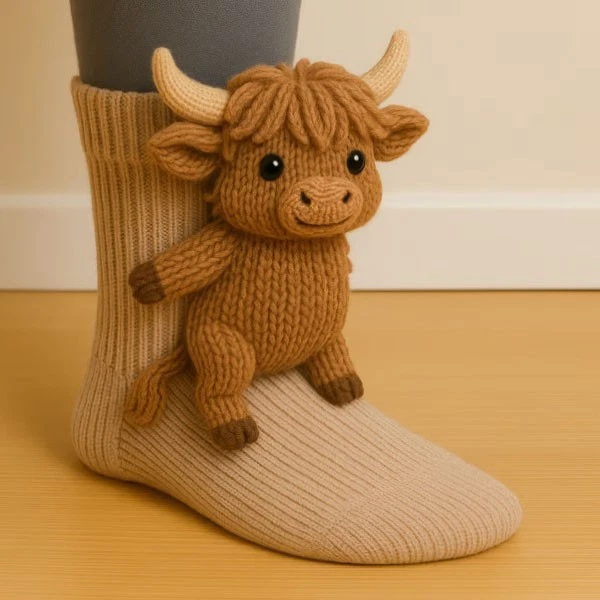 3D gestrickte Tiersocken, handgemachte Tiersocken, winterwarme dicke Spaßsocken - Bild 4 von 4
