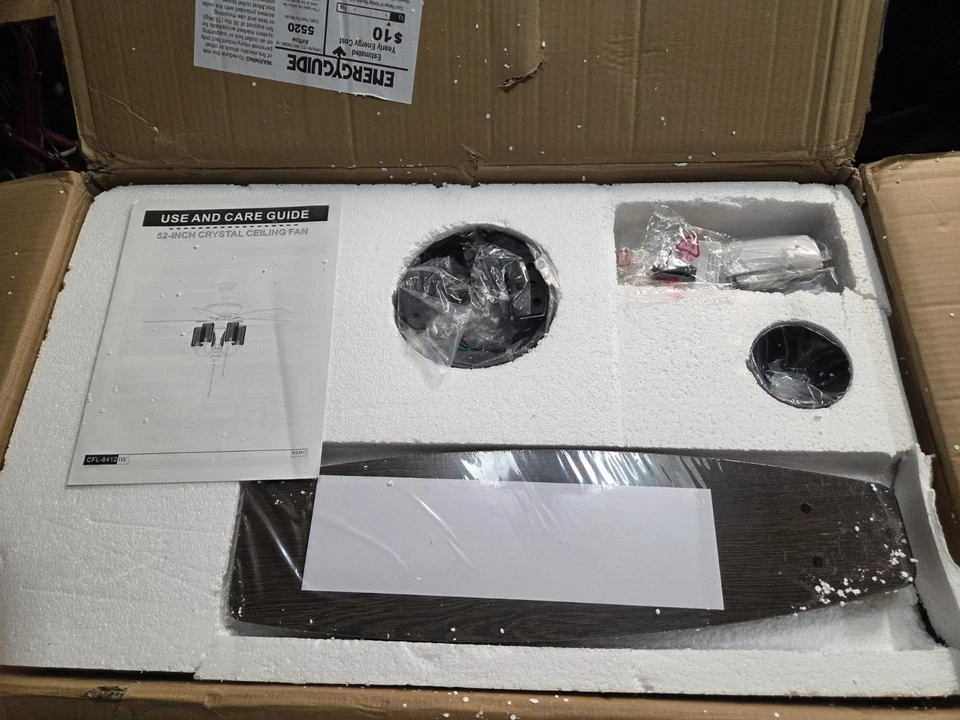 Slatin 52-inch 5-light Lighted Ceiling Fan with Mesh Shade Black, Faux Wood 52-i - Image 2 of 4