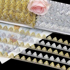 9m Long Shiny Tassel Plastic Rhinestone Trim Chain DIY Craft Clothing Chic Multi