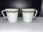 VTG  Pyrex SPRING BLOSSOM Crazy Daisy MUGS CUPS Glass CORELLE Corning Set Of 2