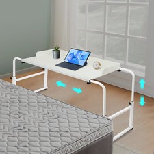Overbed Bedside Desk Mobile Rolling Laptop Stand Overbed Table with Wheels White