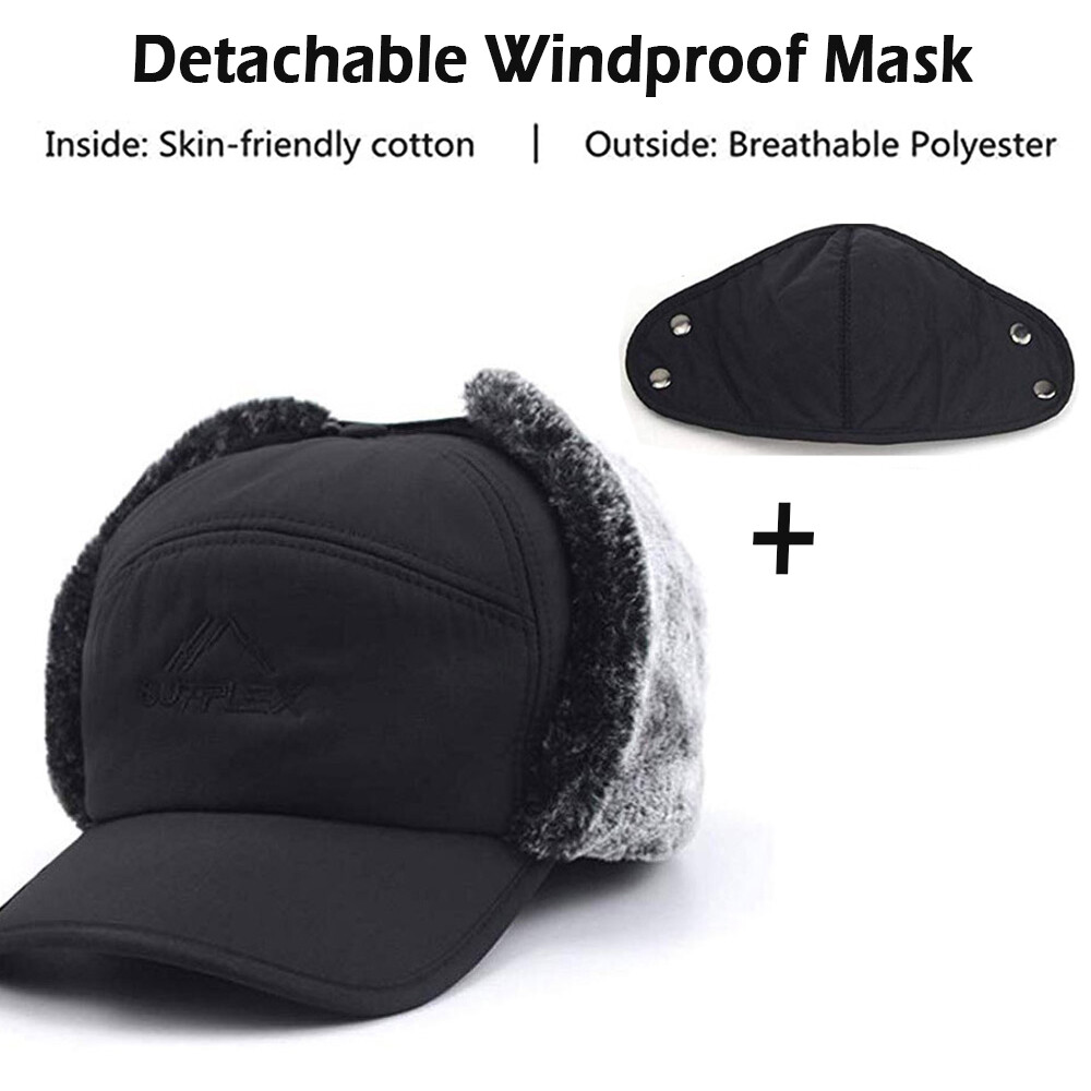 Trapper Hat Face Mask Winter Warm Aviator Fur Ear Flap Cap Ski